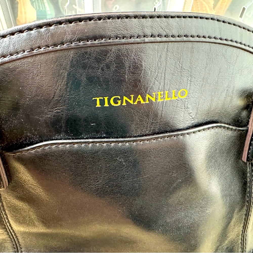 Black Genuine Leather Tignanello Shoulder Bag